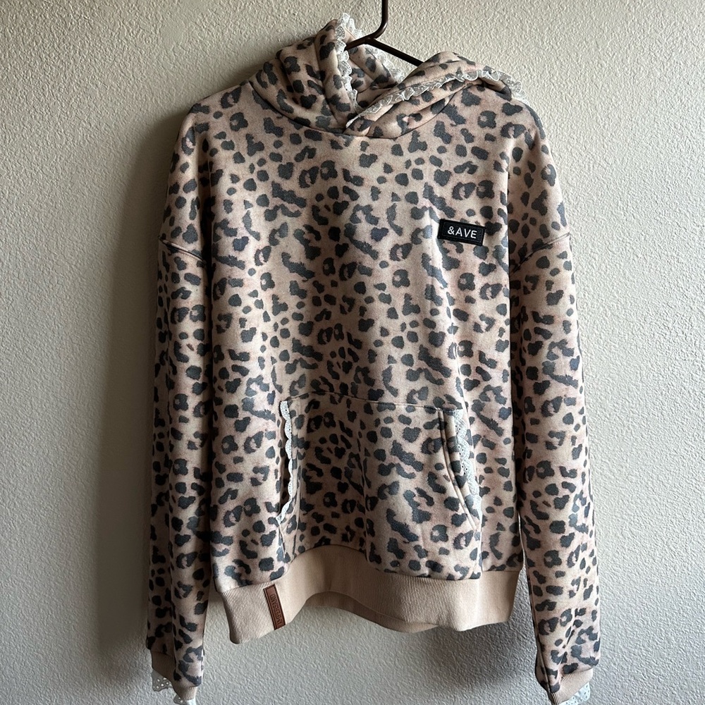 Womens Ampersand Cheetah Avenue Hoodie Nwt